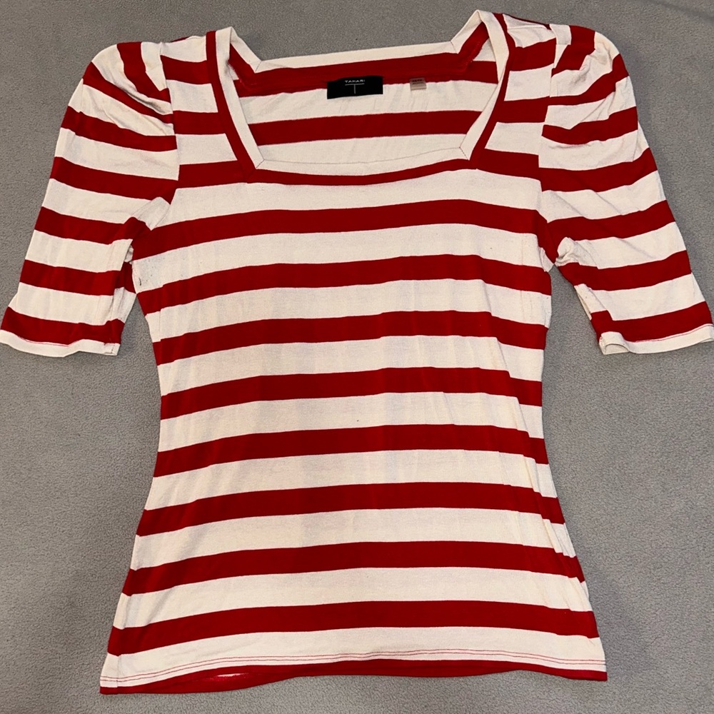 Red & White Stripe Blouse - Tahari - Women’s XS